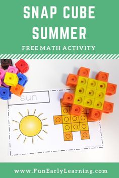 a printable snap cube summer math activity for kids