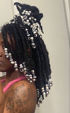 Loc Hairstyles With Beads, Locs With Beads Black Women, Locs Hairstyles For Kids, Loc Styles With Beads, Short Locs With Beads, Beaded Locs, Beads On Locs, Locs With Beads, Locs Aesthetic