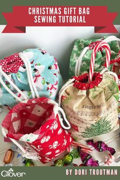 christmas gift bag sewing pattern and instructions by dori trotman for sewwor