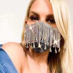 PRICES MAY VARY. Sparkly fringe face masks are made of cotton,rhinestone and high quality polyester,rhinestone design makes the mask decoration more creative, and more shiny and charming. Shiny rhinestone mask has a length of 20cm/7.87inches and a width of 13cm/5.1inches.The ropes at both ends of it are very elastic,one size is suitable for almost everyone.Color:Black Glittering face masks are suitable for many scenes, such as masquerade, party, ball, Halloween, fashion show, bar, nightclub and Diamond Mask, Gothic Party, Rhinestone Face Mask, Sequin Mask, Halloween Ball, Mask Style, Bling Fashion, Wearing A Mask, Face Jewellery