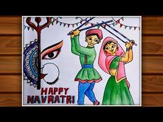 happy navrathri greeting card with an image of two people holding the strings