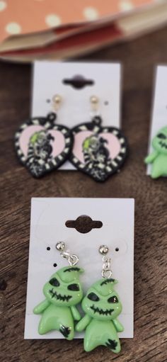 Very cute one person purchase comes with either choice beetlejuice or oogyboogy Spooky Earrings, Wedding Jewelry Earrings, Beetlejuice, Wedding Earrings, Wedding Jewelry, Jewelry Earrings, France, Etsy Uk, Green