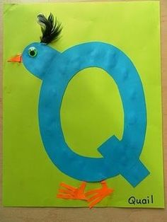 the letter q is for quail and it's made out of paper with scissors