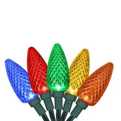 multi colored christmas lights on white background