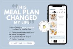 the meal plan is being displayed on an iphone with text that reads,'this meal plan changed my life '