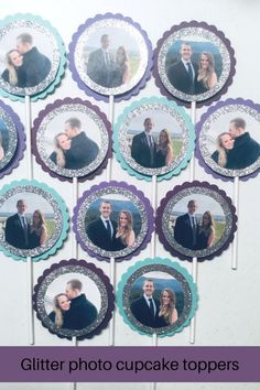 a bunch of cupcake toppers with pictures on them