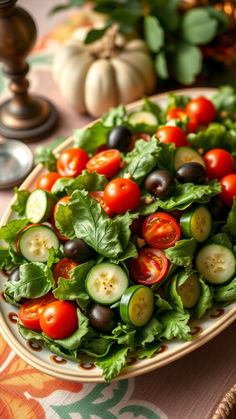 a plate filled with lots of vegetables on top of a table