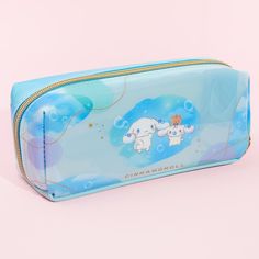 Use this super cute box pencil case to store your pens, highlighters, and more. It showcases prints of Cinnamoroll playing in the sea with his friend, Milk! This pen case has a double zipper closure which zips all the way to the bottom. Blue Kawaii Pencil Case With Pen Holders, Kawaii Blue Pencil-shaped Pencil Case, Cute Blue Portable Pencil Case, Cute Blue Pencil Case With Pen Holders, Kawaii Rectangular Travel Pencil Case, Kawaii Rectangular Pencil Case For Travel, Cute Portable Blue Pencil Case, Blue Rectangular Pencil Case With Zipper, Blue Rectangular Pencil Case With Zipper Closure