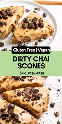 gluten free vegan dirty chai scones with chocolate chips on top