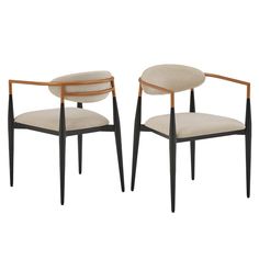 a pair of chairs with arms and backrests