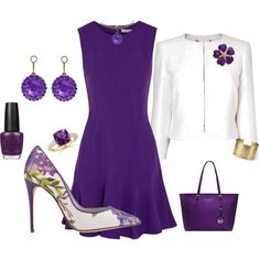 So pretty for Spring Short Purple Dresses, White Bolero, Purple Short Dress, Purple Dresses, Set Ideas, Purple Dress, So Pretty, Fashion Looks, Outfit Ideas