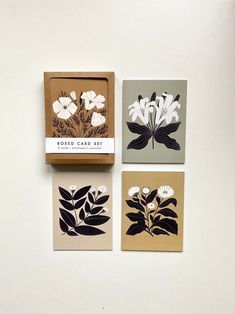 BOTANICAL Assorted Card Set Envelop Illustration, Art Print Packaging, Wish Card Design, Botanical Graphic Design, Packaging With Window, Botanical Packaging, Greeting Card Packaging, Kraft Paper Packaging, Window Opening