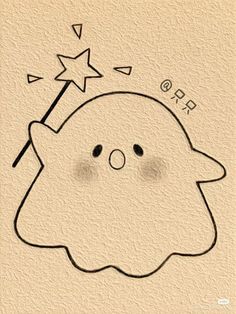 a drawing of a ghost holding a sparkler