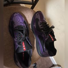 Purple And Black Patent Leather Purple Shoes Men, Luxury Purple Low-top Sneakers, Classy Outfits Men, Kicks Shoes, Purple Shoes, Mens Nike Shoes, Prada Shoes, Black Patent Leather, Shoe Lover