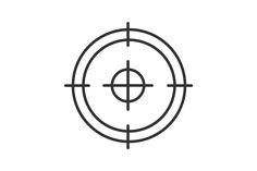 a crosshaired target with an arrow in the center line art icon for apps and web design