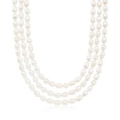 Ross-Simons - 6-7x9mm Cultured Semi-Baroque Pearl Endless Necklace. 100". Extra long at 100", this 6-7x9mm cultured freshwater semi-baroque pearl endless necklace can be styled in so many ways! Elevate your many outfits with the luminous glow of over 230 pearls and enjoy major versatility with all your wearable options. Clasp-free, white pearl endless necklace. Pearl birthstones are the perfect gift for June birthdays. Pearl Birthstone, June Birthday, Fine Jewelery, Necklace Pearl, Pearl Strands, Baroque Pearls, White Pearl, Extra Long, Pearl White