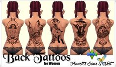 the back tattoos for women are all different styles and colors, but not very attractive