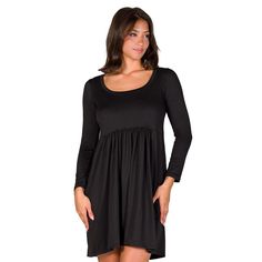 You'll love the chic style of this Women's 24Seven Comfort Apparel Long Sleeve Babydoll Mini Dress.Click on this WOMEN'S GUIDE to find the perfect fit and more! You'll love the chic style of this Women's 24Seven Comfort Apparel Long Sleeve Babydoll Mini Dress.Click on this WOMEN'S GUIDE to find the perfect fit and more! FEATURES Approximate model height is 5'7" and she is wearing a size S A-line silhouette Squareneck Long sleeves No closure - pullover styling UnlinedFIT & SIZING Regular fit 35-in. length from shoulder to hem Midi length hits below the kneeFABRIC & CARE Polyester, spandex Machine wash and tumble dry Imported Size: Small. Color: Black. Gender: female. Age Group: adult. Babydoll Mini Dress, Dress Clothes For Women, The Chic, Model Height, Large Black, Pullover Styling, Midi Length, Polyester Spandex, Gender Female