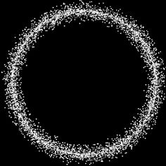 a circle made up of small white dots on a black background with space in the middle