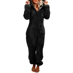 PRICES MAY VARY. Fleece Do Not Bleach This women's warm One-Piece Pajamas are made of fluffy fleece,which is very soft inside and out and come with in fun designs, solid color, two ears,long sleeve and elastic ankle cuffs;Womens fuzzy fleece pjs set,provide you warm and trendy chic looking in cold weather Women's onesies fleece pajamas with zip up hoodies, which is not only cute and warm ,but also easy to put on and take off; casual loose fit long pants jumpsuit sleepwear playsuit allow you the Fluffy Onesie, Pyjamas Onesie, Body Pattern, Warm Pajamas, Onesie Pajamas, Jumpsuit Pattern, Fleece Pajamas, Estilo Chic, Embroidered Heart