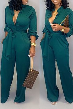 Jumpsuit Elegant, Casual Jumpsuit, Jumpsuit Fashion, Long Sleeve Romper, White Fashion, Green Fashion, Black Casual