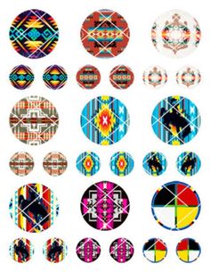 many different colored circles with designs on them