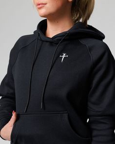 LEISURE /// Designed for maximum comfort and versatility for leisure or the gym. Built for everyday wear. Cross Logo, Long Distance Runner, Tech Fleece Hoodie, Embroidered Cross, Activewear Brands, Tech Fleece, Women Essentials, Fleece Hoodie, Black Hoodie