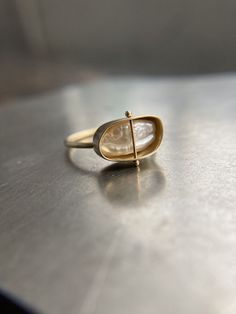 Freshwater Biwa pearl, Captured in 14k gold Luxury Bezel Set Pearl Ring, Lost Wax Casting Rings, Organic Gold Ring, Teeth Ring, Cos Jewellery, Lost Wax Casting Jewelry, Tooth Ring, Milk Teeth, Weddings Rings