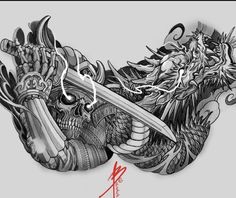 Chest Tattoo Japanese, Samurai And Dragon, Chest Tattoo Men Ideas, Tattoo Men Ideas, Tato Geisha, Ghost Samurai, Blitz Tattoo, Chest Tattoo Drawings