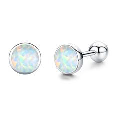 PRICES MAY VARY. Cute Dainty Earrings❤The screw back stud earrings is inlaid with white fire opal for a unique look. Hypoallergenic Earrings❤the stud earrings are made of 925 sterling silver and opal,nickel free, lead free, cadmium free and hypoallergenic for sensitive ears. Opal Earrings Size❤stud diameter is 0.28 inch (7 mm) , the screw back earrings are for all teens and women. Secure Screw Back Earrings❤Internally screw thread design, without pushing on your little earlobes, keep secure, not Fantasy Gemstone, Opal Stud Earrings, Womens Earrings Studs, Swarovski Stones, Opal Earrings Stud, Opal Studs, Small Earrings Studs, Birthday Jewelry Gift, Hypoallergenic Earrings