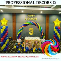 a birthday party with balloons and decorations