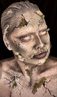 Posessed Makeup Halloween, Weeping Angel Makeup, Neck Wound Makeup, Drowned Makeup Halloween, Zombie Pirate Makeup, Gargoyle Makeup, Statue Makeup, Moss Makeup, Sfx Prosthetics