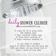 One Essential Community, Daily Shower Cleaner, Melaleuca Essential Oil, Clean Baking Pans, Shower Scrub, Lemon Essential Oil, Homemade Cleaners, Diy Shower