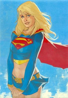 a drawing of a woman in a superman costume