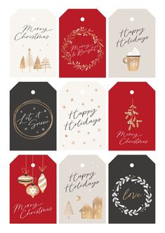 six christmas gift tags with different designs