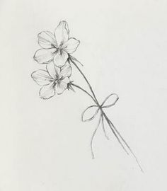 a pencil drawing of some flowers on a white paper