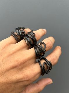 The original natural bahar root ring, the black coral bahar from the pliable black sea   - All Size ring, can be resized to the size you want   - How to resize by heating   - Price for 1 pcs   - Ring is strong and flexible   - Form one another similar to advertising   Can be worn Men and women suitable for health and mental protection. Adjustable Hand Forged Black Jewelry, Black Snake Ring Gift, Unique Black Ring Jewelry, Black Nature-inspired Jewelry, Artisan Hand Forged Black Jewelry, Handmade Black Open Ring Jewelry, Adjustable Black Stackable Open Rings, Artisan Hand Cast Black Jewelry, Artisan Black Hand Cast Jewelry