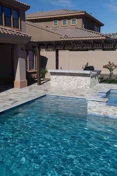 Angel | Waterfall | NPT Pool Tile Angel Waterfall, Npt Pool Tile, Waterline Tile, Waterline Pool Tile, Outdoor Tile Patio, Amazing Swimming Pools, Geometric Pool, Dream Backyard Pool, Pool Finishes