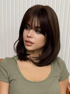 Bangs For Women, Curl Styles, Short Waves, Wig With Bangs, Brown Wig, Bob Wig, Short Wigs, Shoulder Length Hair