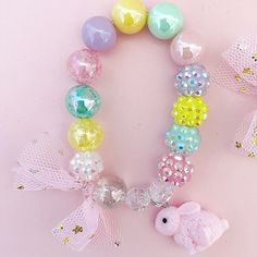 Little Bunny Charm Bracelet - 3 Size Options, Shop Sweet Lulu Cute Blue Bracelets For Party, Acrylic Bunny, Rainbow Mermaid, Easter Shopping, Cord Bracelet, Acrylic Charms, Pink Kids, Crown Jewels, Bracelet Crafts