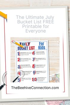 July Bucket List Ideas - FREE Printable Bucket List Family, Spring Words, Family Fun Day, Family Fun Night, Splash Pad, Adventure Bucket List, Outdoor Movie, Activities For Adults