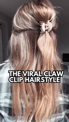 Easy Hair Tutorials | Hairstyles | Hair Growth | Save this viral claw clip hairstyle for fall! 💁🏼‍♀️ In case you’re new here, I’m Mandi! 👋🏻 Think of me as your virtual hair bestie, here... | Instagram Half Up Do With Claw Clip, Haïr Style With Claw Clips, Half Up Hair With Claw Clip, Half Up Hair Clip Hairstyles, Hairclips Hairstyles Aesthetic, Small Claw Clip Hairstyles Long Hair, How To Put Long Hair Up With Claw Clip, Half Up Half Down Hair With Clip, Easy Up Hairstyles For Long Hair