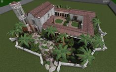 Drive Way Ideas Bloxburg, Spanish Style Homes Bloxburg, Bloxburg Hacienda, Mexican House Bloxburg, Spanish Bloxburg House, Spanish House Bloxburg, Bloxburg Italy, Bloxburg Orphanage, Bloxburg Front Yard Ideas