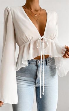 F00094265-105 Chiffon Long Sleeve, Looks Style, Cute Casual Outfits, Look Fashion, Classy Outfits, Aesthetic Clothes, Pretty Outfits, Summer Women, Fashion Inspo Outfits