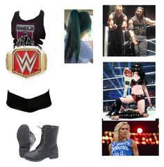 a collage of photos with the theme of wwe's women in wrestling gear