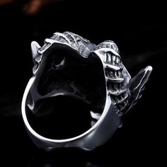 Vikings Jewelry-Gothic Demon Lucifer Retro Satan Ring For Men Punk Hip Hop 316L Stainless Steel Goat Head Skull Ring Fashion Jewelry Gift Surface Width: 20mm Style: Neo-Gothic Style: Stainless Steel Ring Shape\pattern: Animal Rings Type: Cocktail Ring Ring Size: 7,,8,9,10,11,12,13 Other Style: Fashion, Cool, Vintage, Biker, Viking, Nordic Origin: Mainland China Occasion: Wedding, Anniversary, Engagement, Gift , Party Occasion: Party Model Number: 3256803250031695 Metals Type: Stainless Steel Mat Gothic Claw Shaped Metal Rings, Adjustable Gothic Stainless Steel Rings, Silver Punk Claw Rings, Gothic Claw Rings As Gift, Punk Stainless Steel Rings For Halloween, Demon Lucifer, Rings Gothic, Goat Head, Head Skull