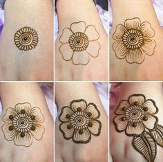 hendi tattoos on the wrist and hand are shown in four different pictures, including one with