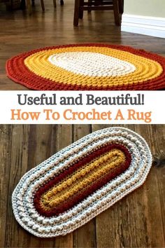 crocheted rugs with the words useful and beautiful how to crochet a rug