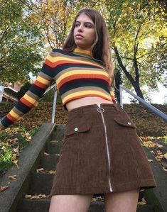 Rib Knit Top, High Neck Sweater, Aesthetic Outfits, Outfits Casuales, Outfits Aesthetic, Fashion Sense, 90s Fashion, Pretty Outfits, Cute Dresses