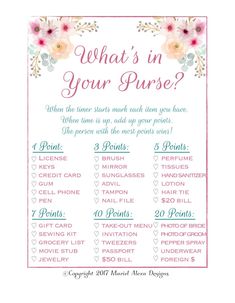 what's in your purse? poster with flowers and hearts on the back ground